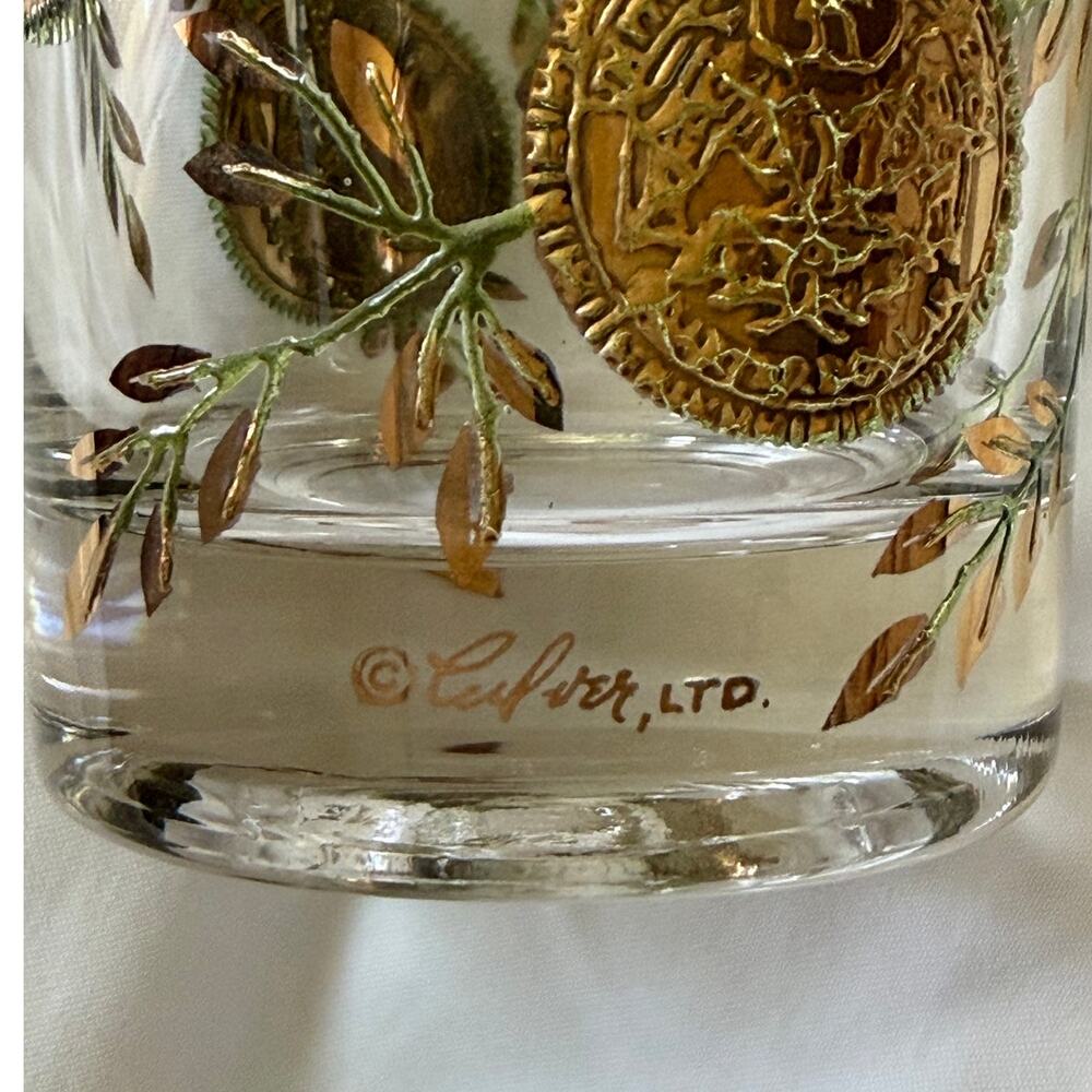 Vintage Culver Rare Midas Highball Tumbler Glass Coins and Vines MCM Set of 4 - Picture 7 of 14